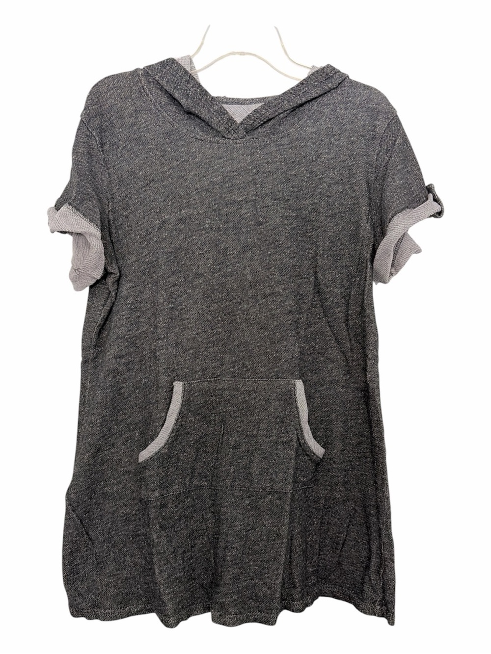 Style & Co. Heathered Gray Short Sleeve Hooded Tunic
